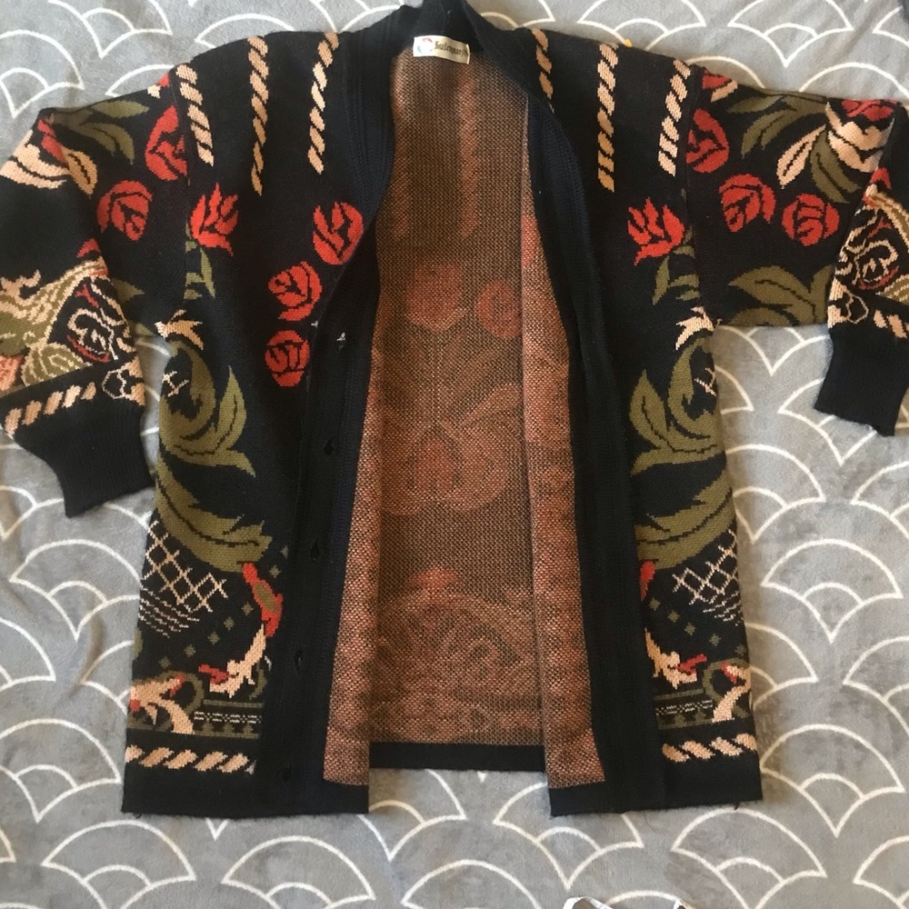 Floral Patterned Cardigan Sweater